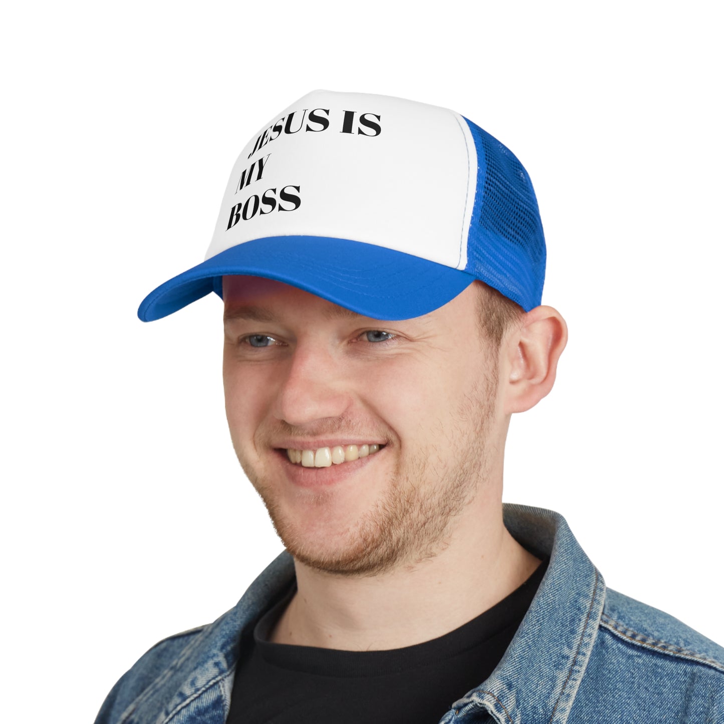 Inspirational Mesh Cap - 'Jesus Is My Boss' Trucker Hat