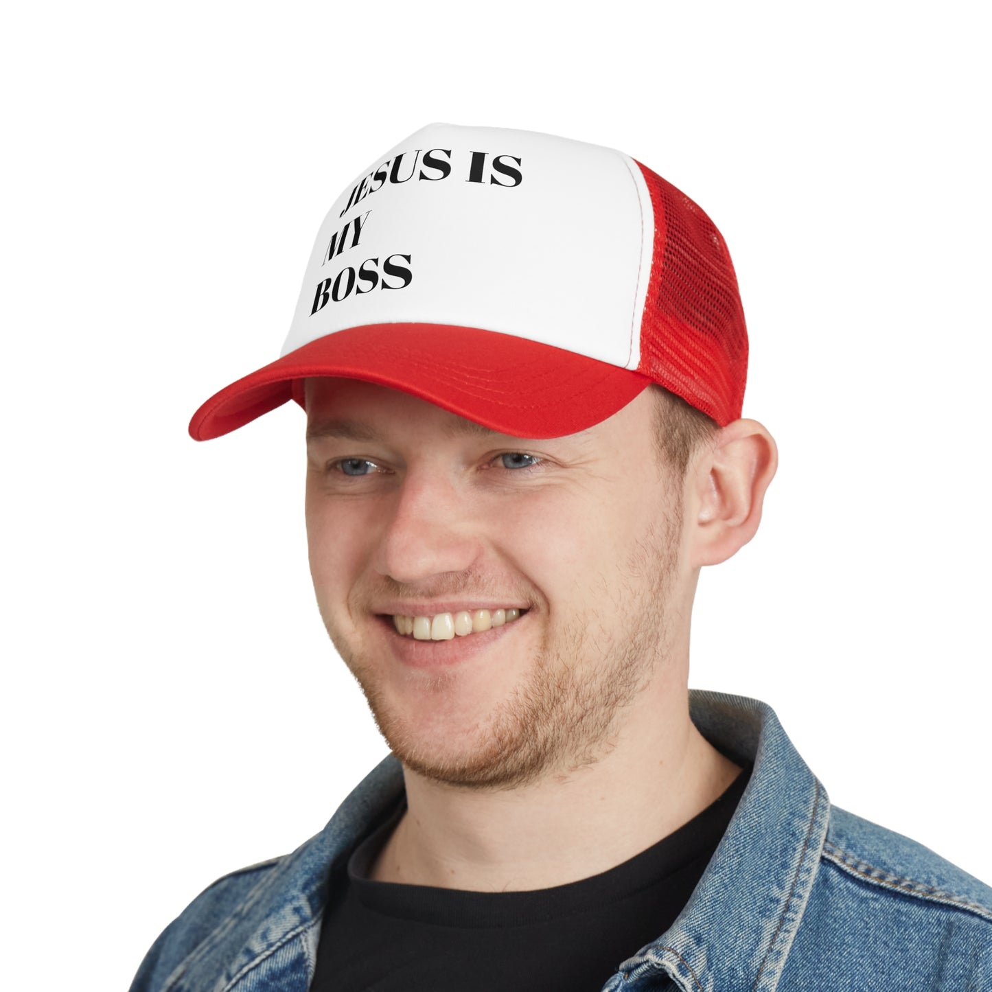 Inspirational Mesh Cap - 'Jesus Is My Boss' Trucker Hat