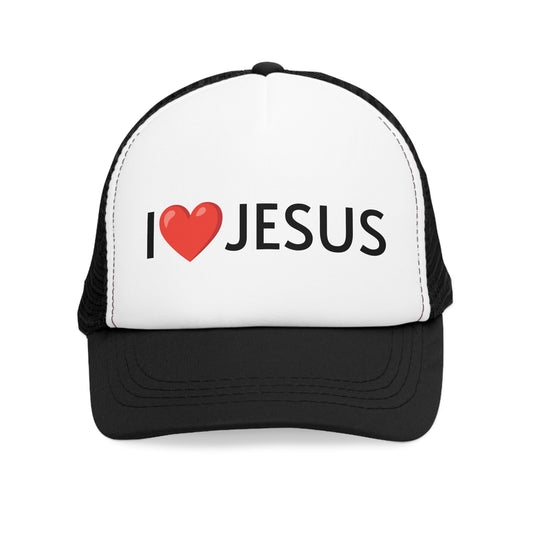 I Love Jesus Mesh Cap - Faith-Based Trucker Hat for Christian Events