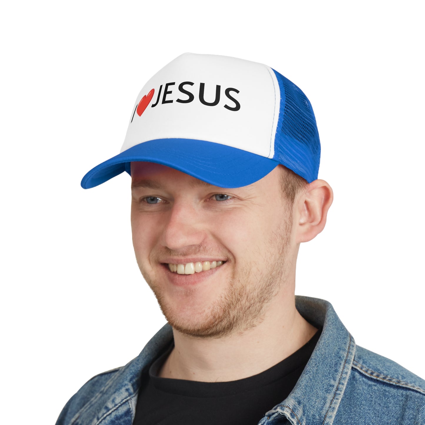 I Love Jesus Mesh Cap - Faith-Based Trucker Hat for Christian Events