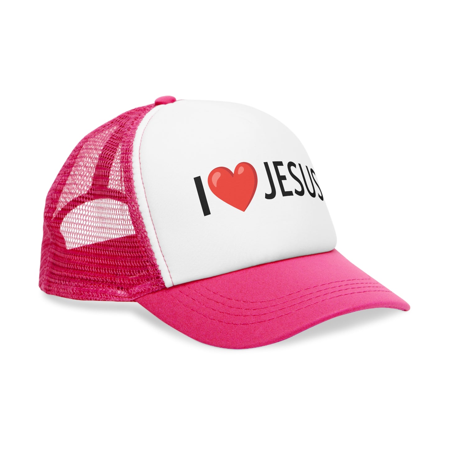 I Love Jesus Mesh Cap - Faith-Based Trucker Hat for Christian Events