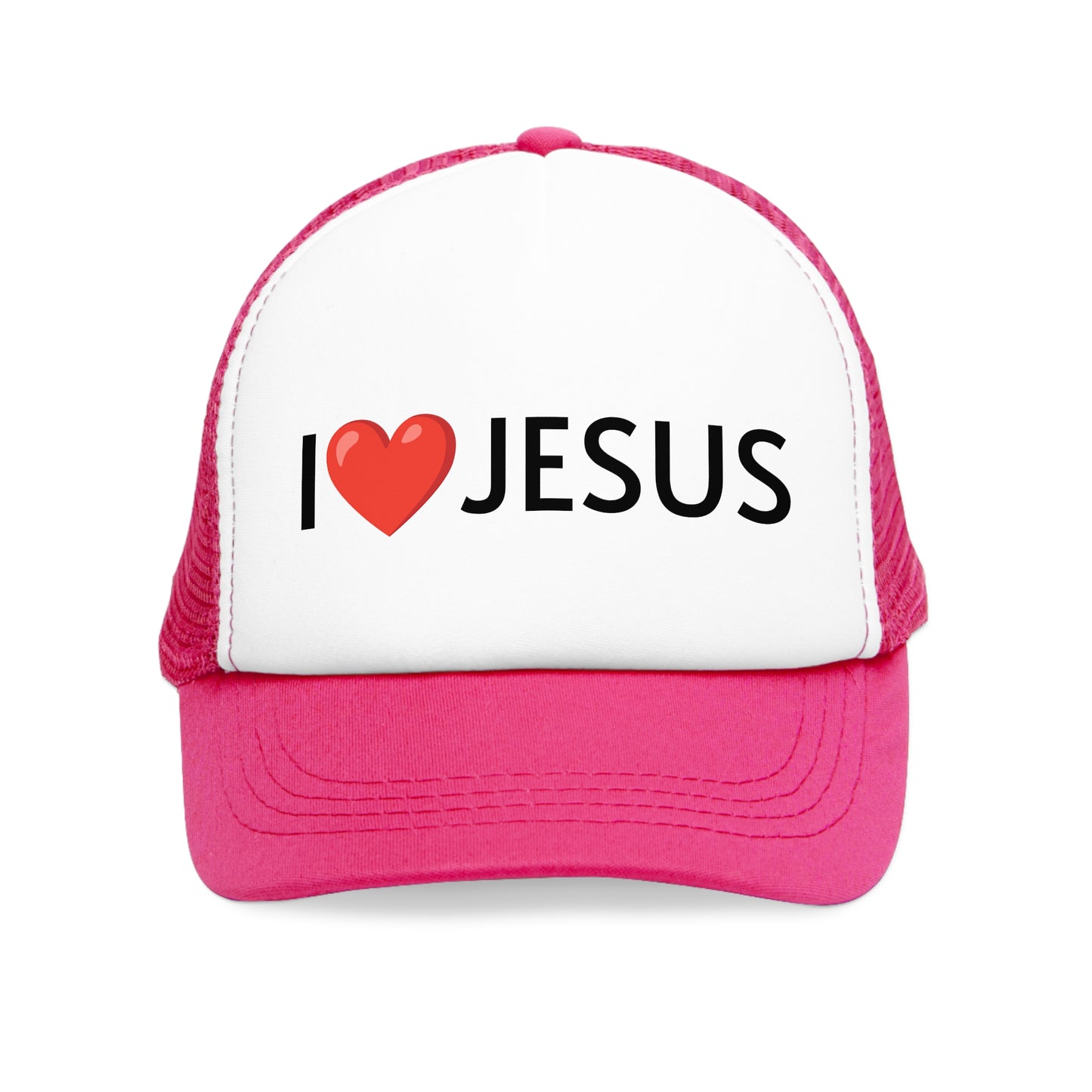 I Love Jesus Mesh Cap - Faith-Based Trucker Hat for Christian Events